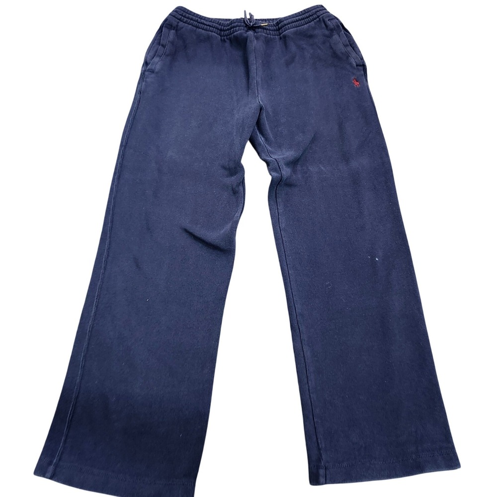 Polo Ralph Lauren Mens Navy Blue Wide Leg Fleece Sweatpants Drawstring Small